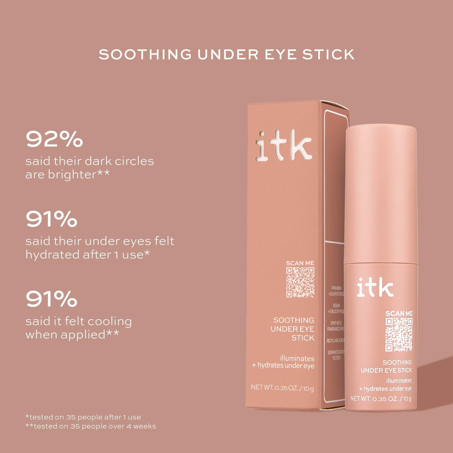 ITK Skincare Caffeine & Aloe Vera Under Eye Stick, Hydrates, Reduces Puffiness, Brightens & Smooths Fine Lines, 0.5 oz