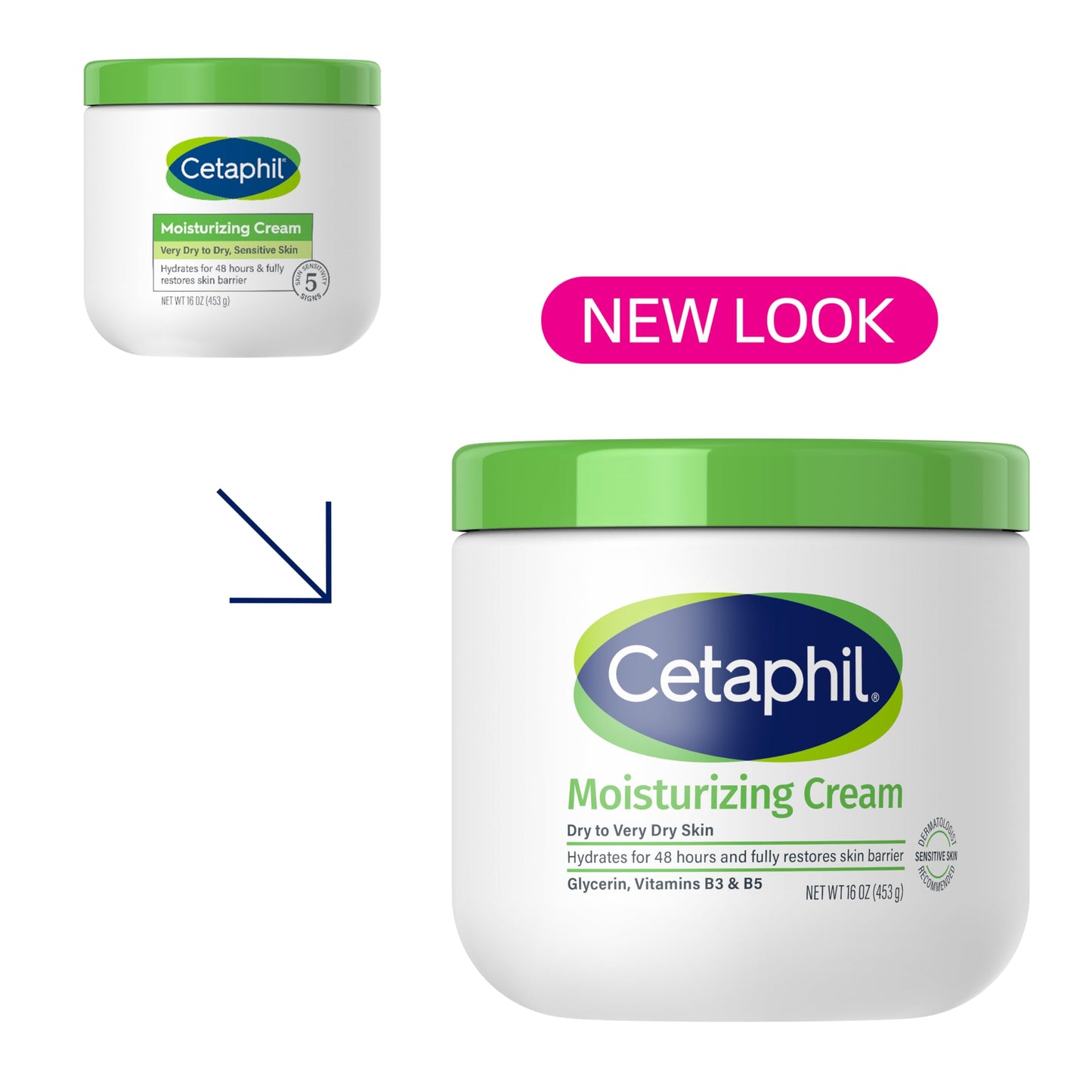 Cetaphil Face & Body Moisturizer 16oz 2-Pack – Hydrating Cream for Dry & Sensitive Skin, Fragrance-Free, Non-Greasy, Non-Comedogenic