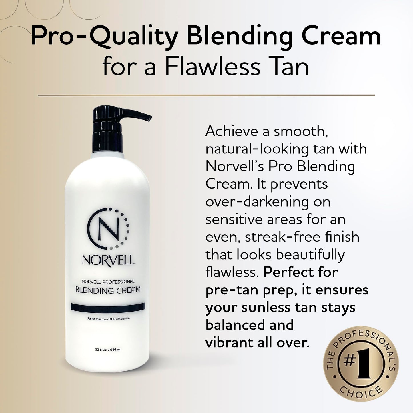 Norvell Pro Blending DHA Barrier Cream 32 oz – Professional Pre-Tan Skin Protectant for Even, Natural Spray Tanning, Prevents Over-Absorption