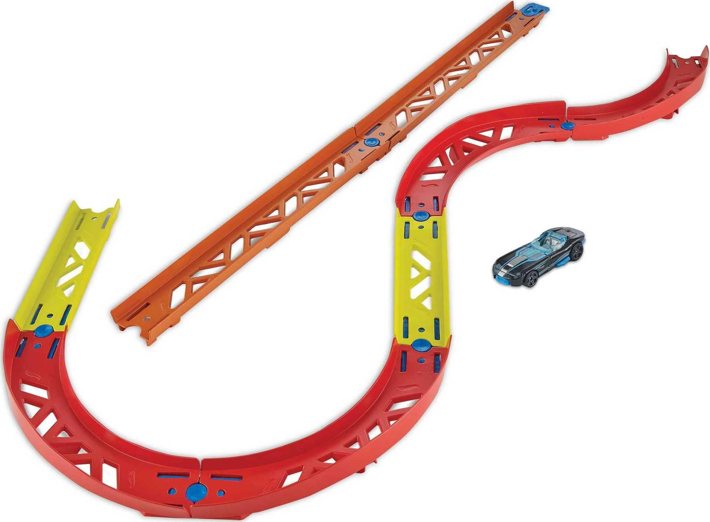 Hot Wheels Toy Car Track Set, Track Builder Unlimited Playset Premium Curve Pack, 16 Component Parts & 1:64 Scale Vehicle