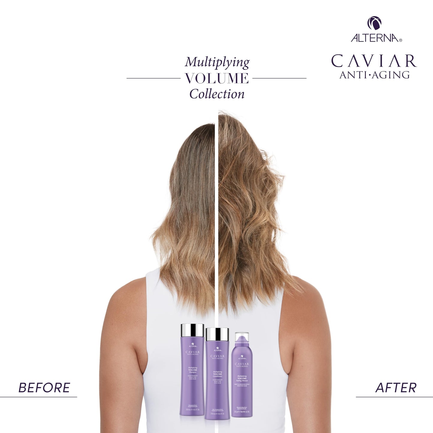 Alterna Haircare CAVIAR Anti-Aging Volume Styling Mousse 8.2 oz | For Fine, Thin Hair | Medium Hold | Adds Instant Volume & Thickness | Sulfate-Free
