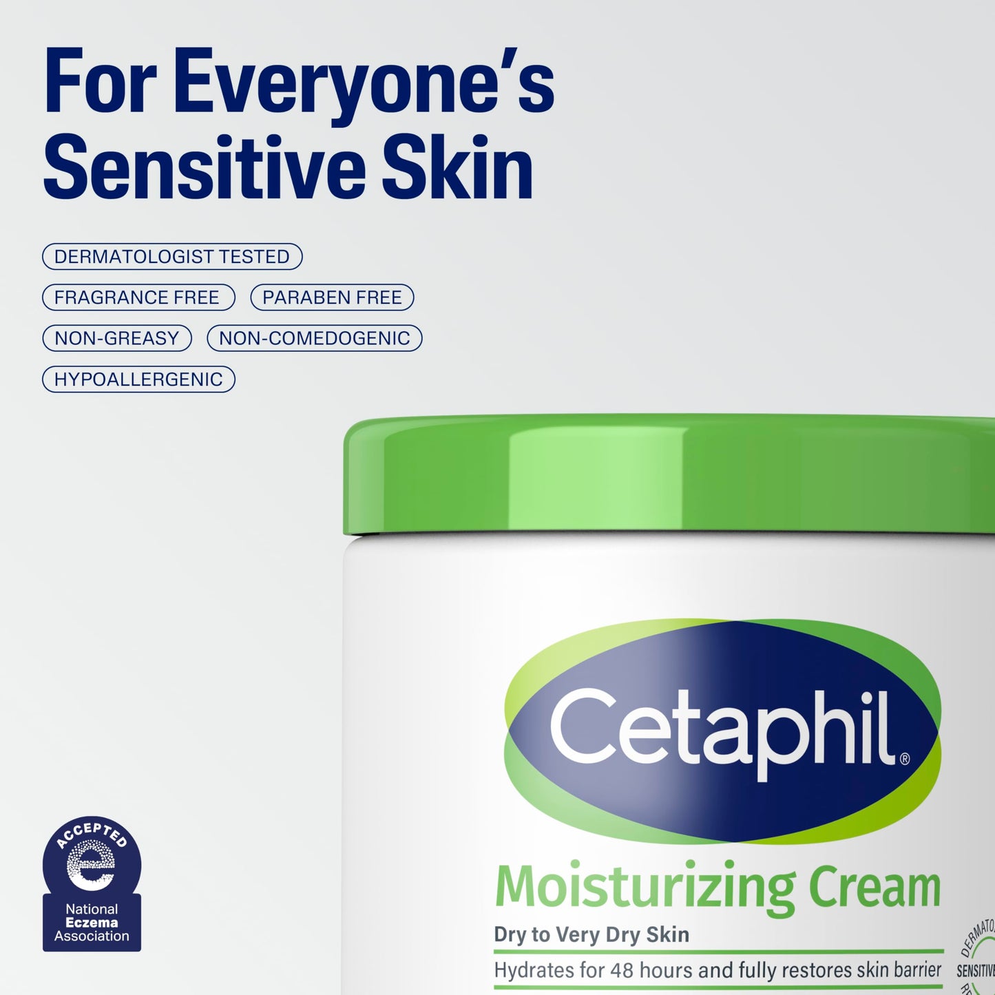 Cetaphil Face & Body Moisturizer 16oz 2-Pack – Hydrating Cream for Dry & Sensitive Skin, Fragrance-Free, Non-Greasy, Non-Comedogenic