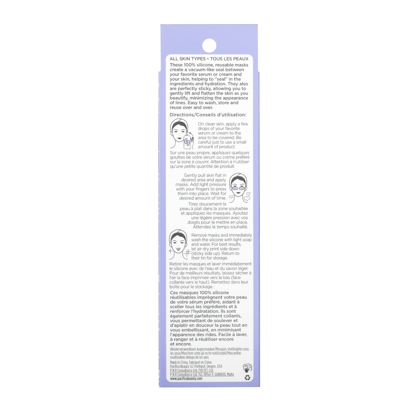 Pacifica Reusable Silicone Under Eye Mask for Dark Circles & Fine Lines, 2 Pieces with Serum & Storage Tin, Vegan & Cruelty-Free