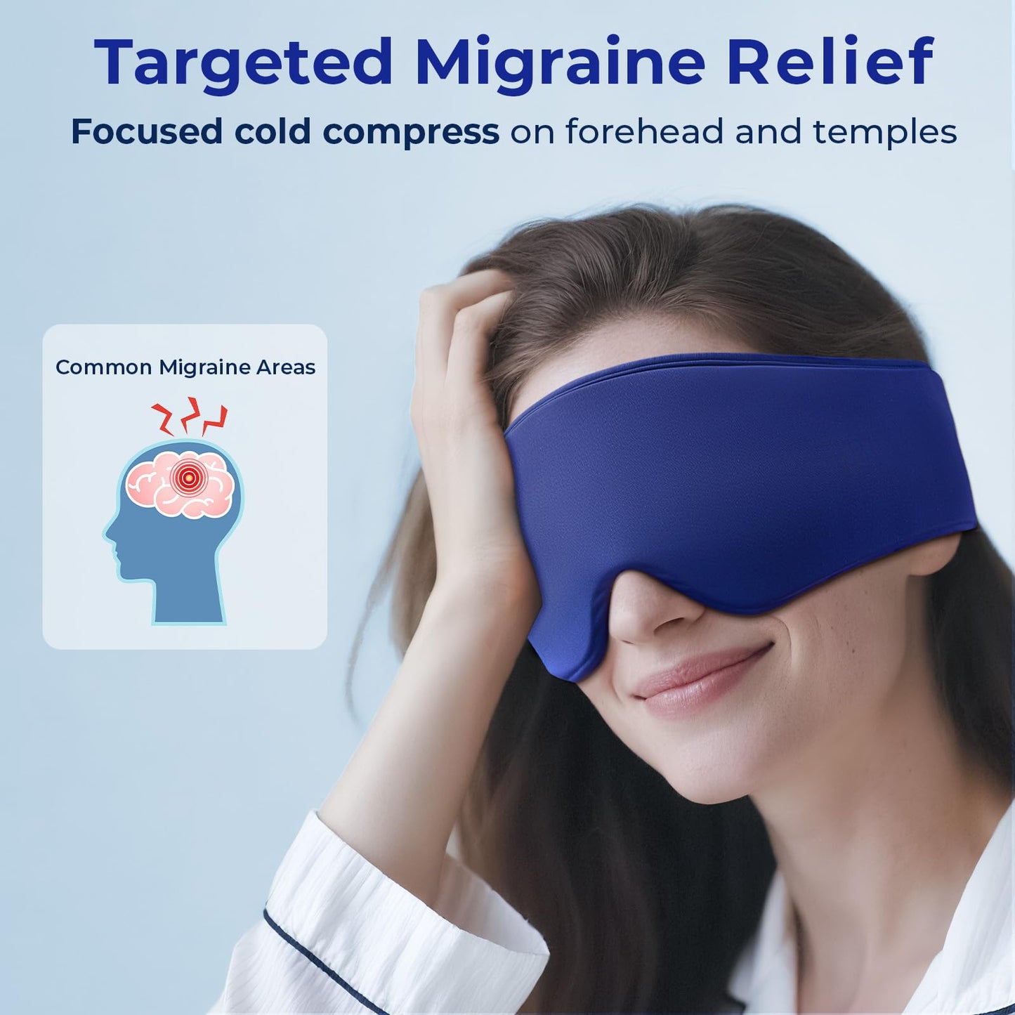 Cooling Gel Eye Mask for Puffy Eyes & Migraine Relief, Reusable Cold Compress, Dark Circles, Post-Surgery, Flexible Ice Pack (Blue)