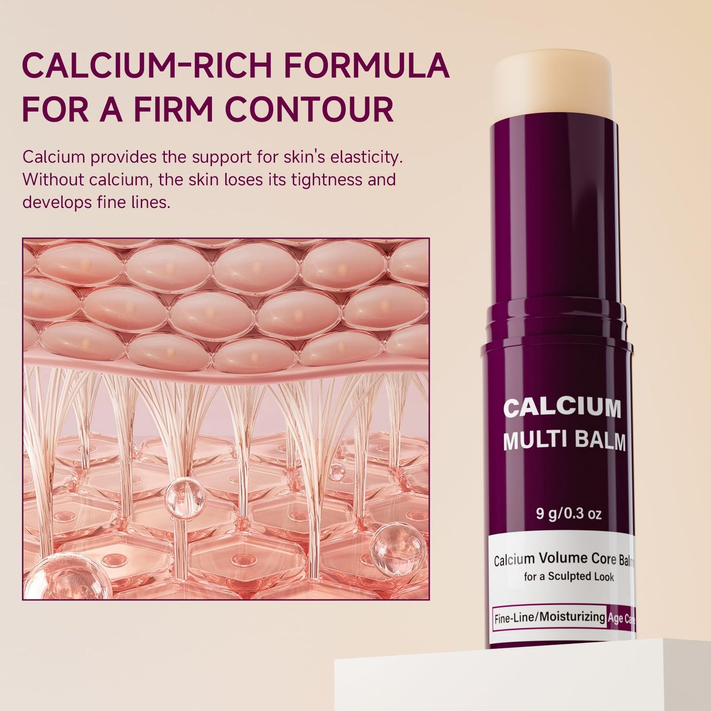 Cemenrete Calcium Collagen Multi Balm & Eye Stick, 2pc Hydrating All-in-One Moisturizer for Face, Eye & Neck, Makeup Base
