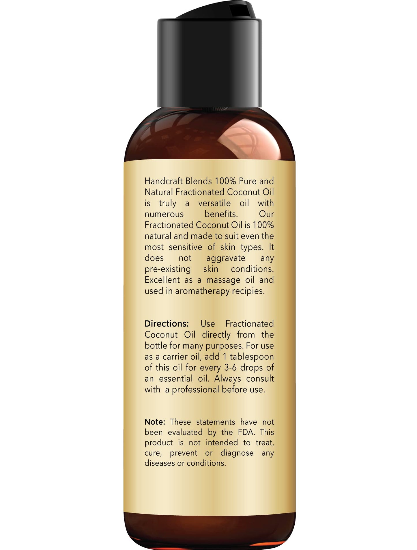 Handcraft Blends Fractionated Coconut Oil - 4 Fl Oz - 100% Pure and Natural - Premium Grade Carrier Oil for Skin and Hair - Hair and Body - Massage