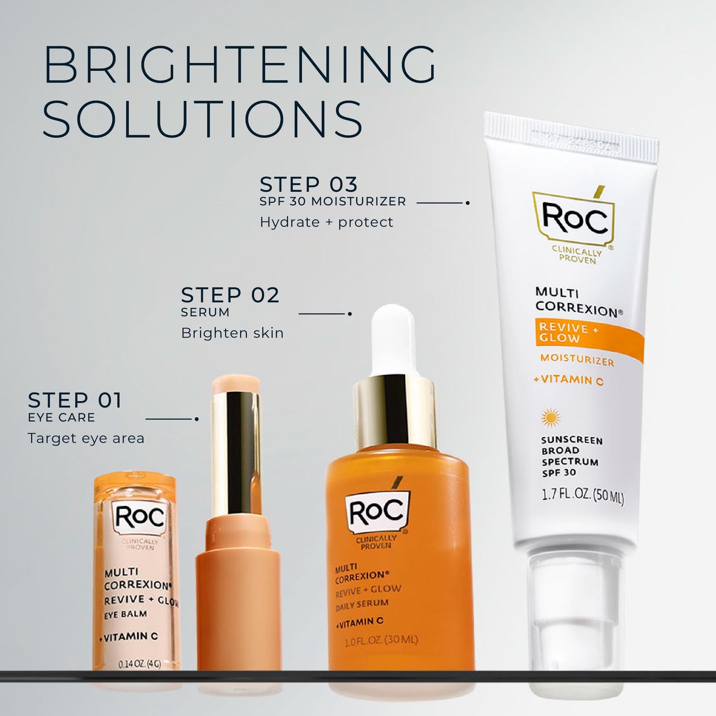RoC Multi Correxion Revive + Glow Vitamin C Serum 10% – Daily Anti-Aging, Wrinkle & Brightening Face Treatment, 1 fl. oz