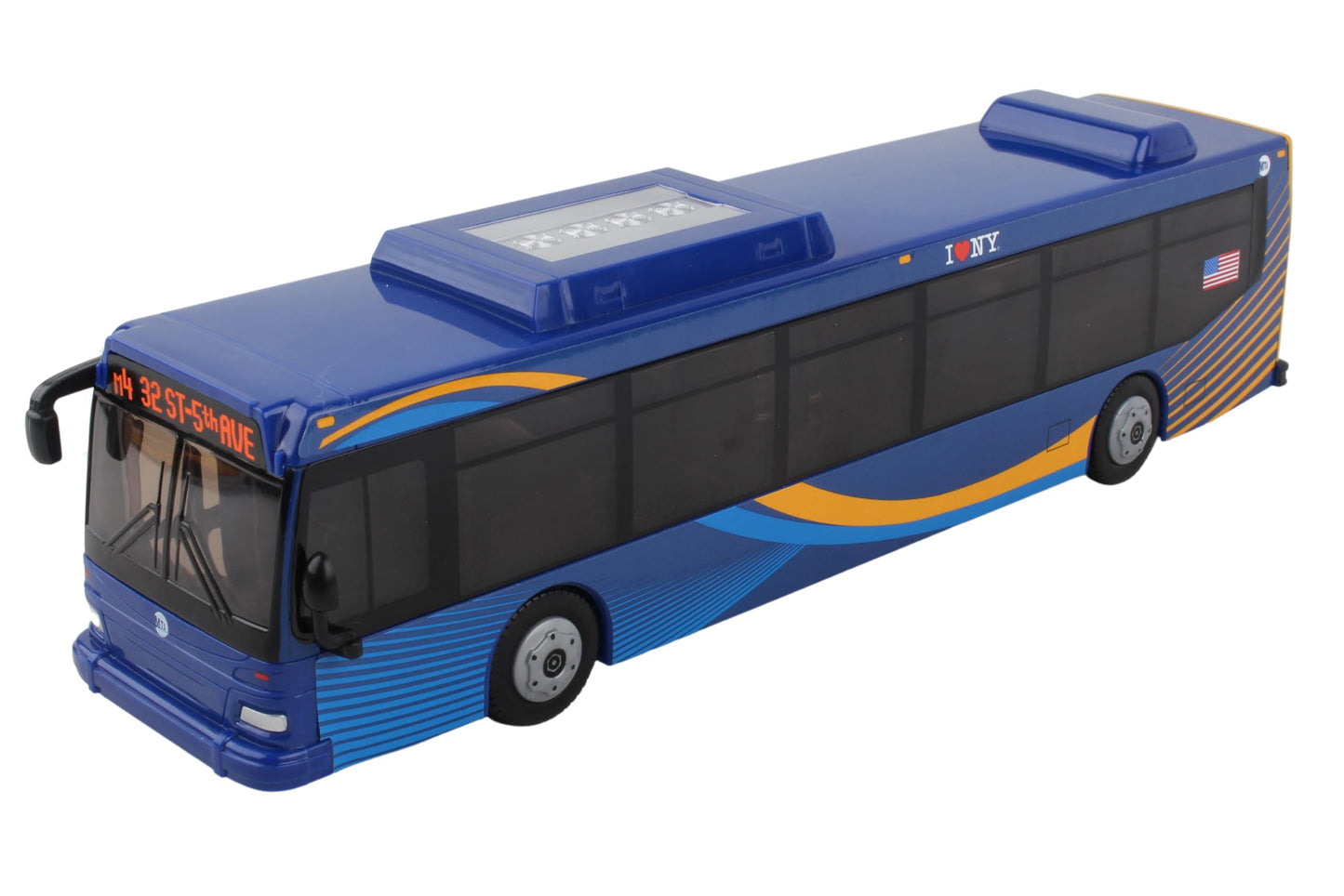 Daron MTA 11" Blue Friction-Powered Bus Toy with Rolling Wheels & Working Doors, Officially Licensed, Kids 3+