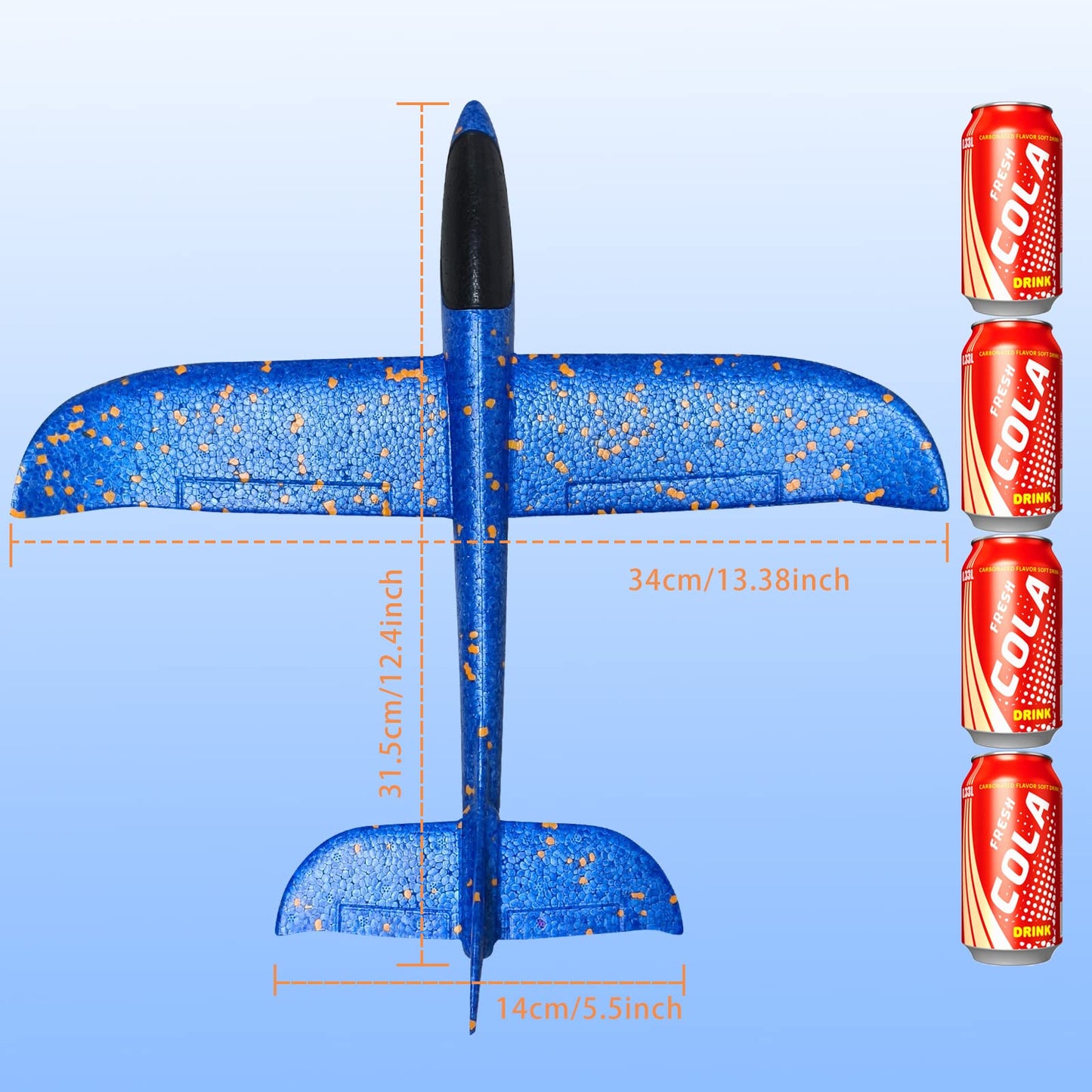VCOSTORE 2-Pack 13.3" Foam Airplanes for Kids – Throwing Glider Planes Toy for Boys & Girls Ages 3-12, Outdoor Flying Fun