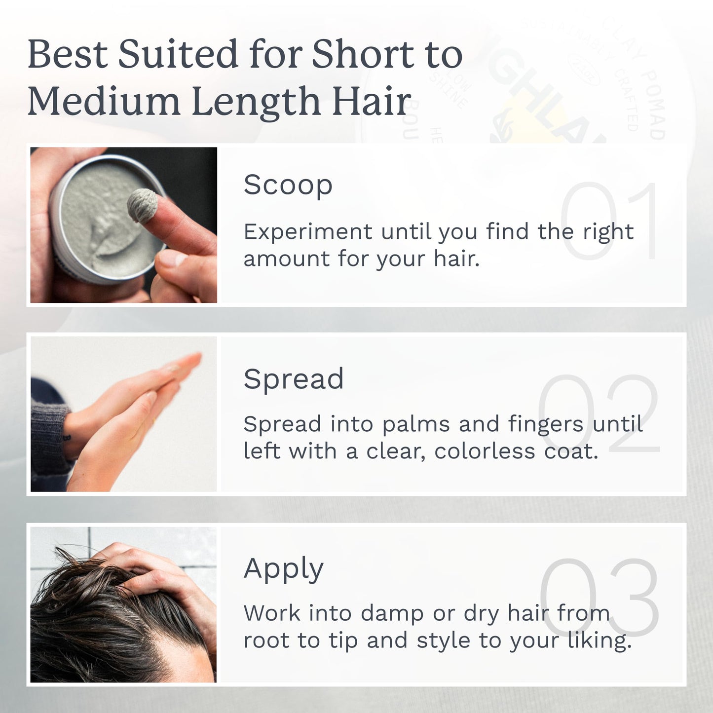 Highland Glacial Hair Clay Pomade | Award-Winning Natural & Organic Styling Clay | Medium Hold, Low Shine | For Men & Women | Promotes Scalp Health