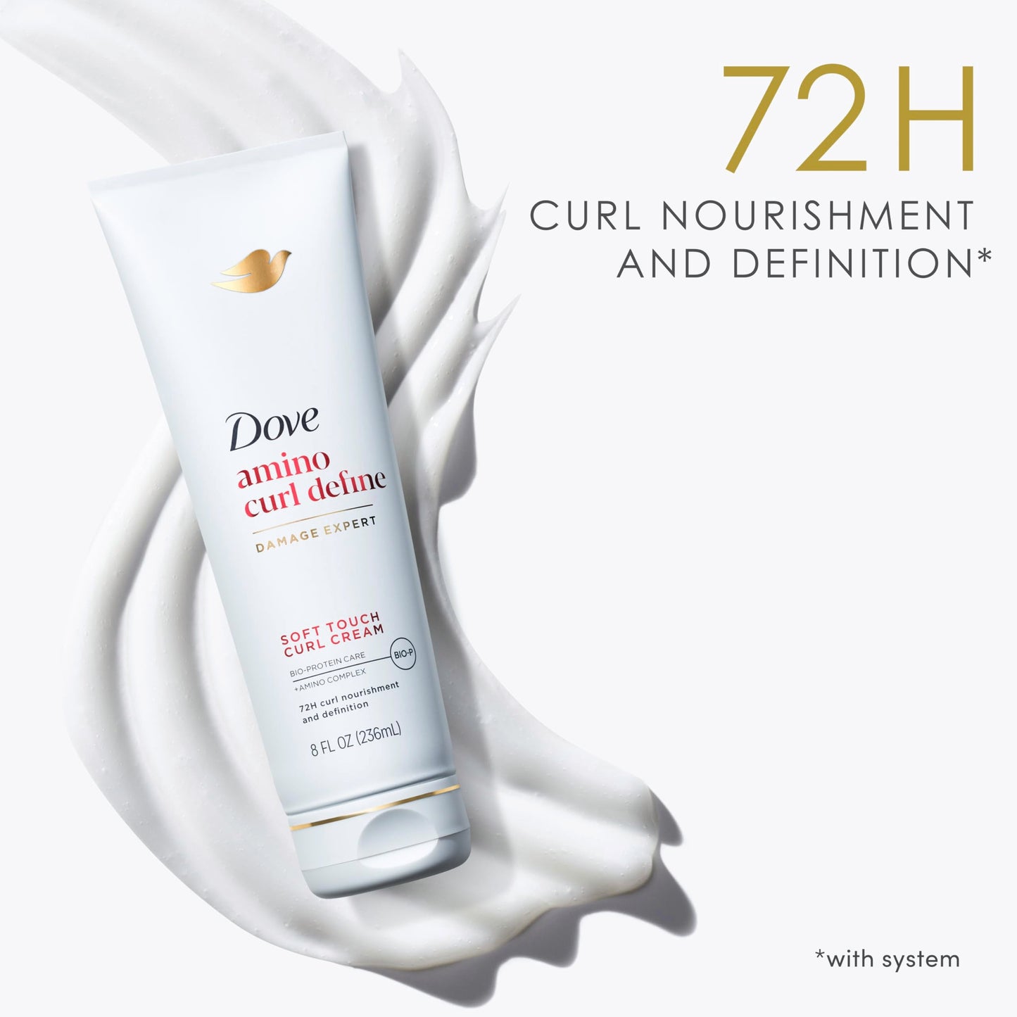 Dove Curl Cream Amino Curl for Curly, Coily Hair with Bio-Protein Care Technology + Amino Complex 8 Fl Oz