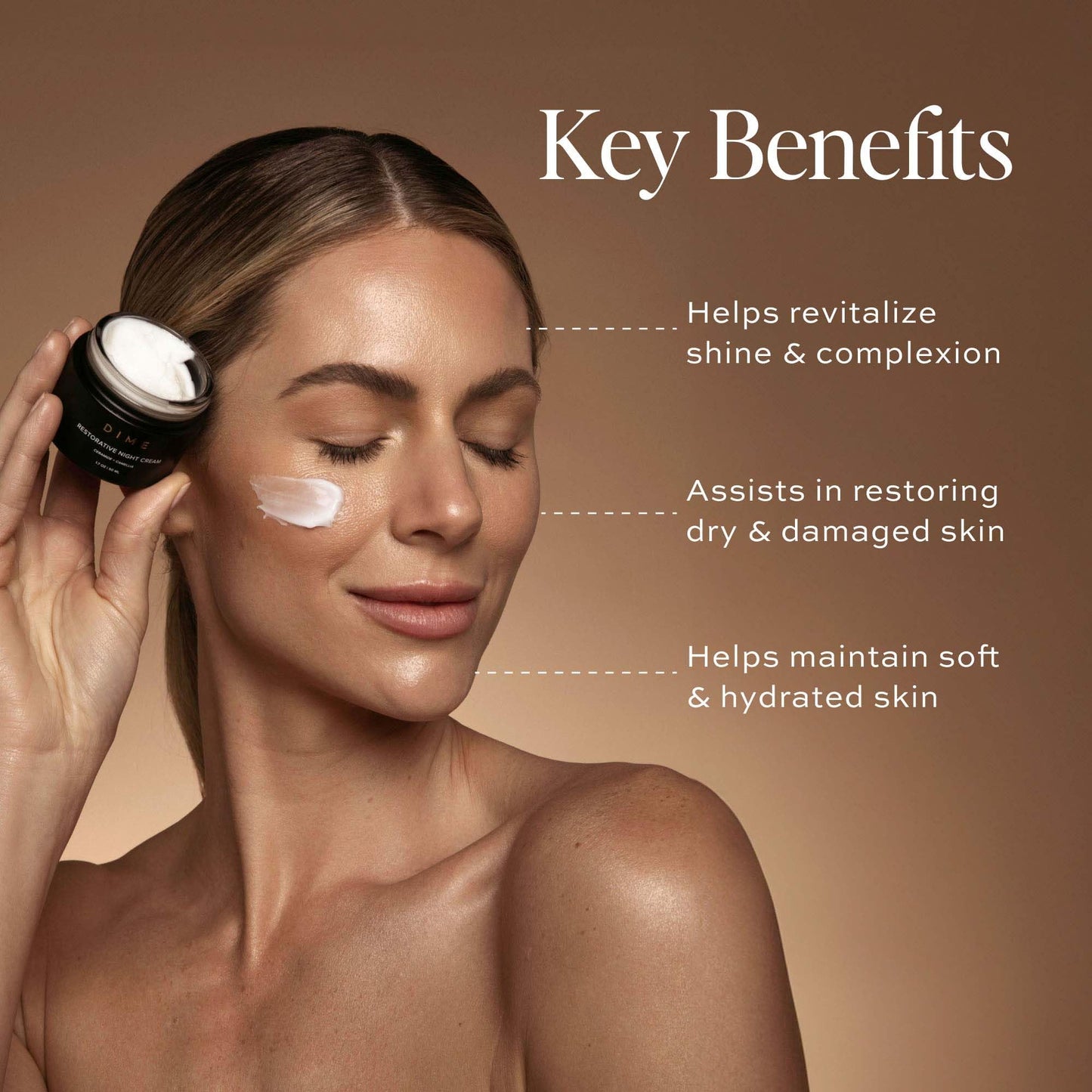 Dime Beauty Restorative Night Cream, Facial Moisturizer with Ceramides and Sea Buckthorn, 1.7 oz / 50 ml in Pump