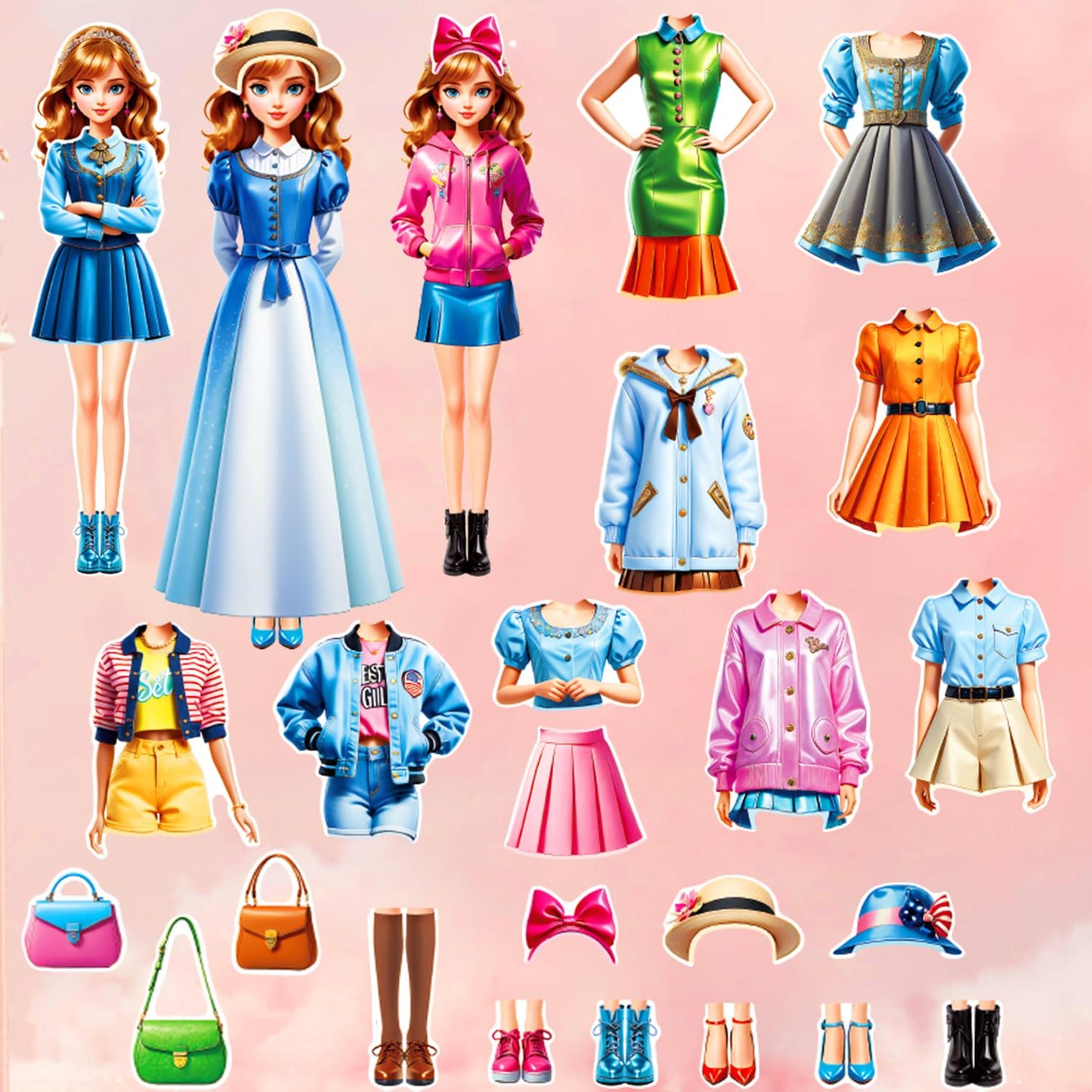 Magnetic Dress-Up Princess Dolls for Girls – Travel-Friendly Magnet Paper Dolls, Creative Learning & Imaginative Play, Birthday Gift