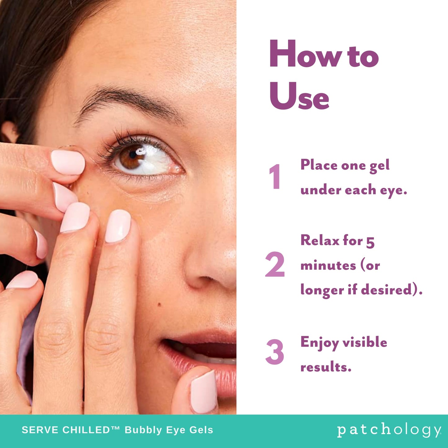 Patchology Serve Chilled Bubbly Eye Gels with Niacinamide & Vitamin C, Hydrating Under Eye Gel Pads, 5 Pairs