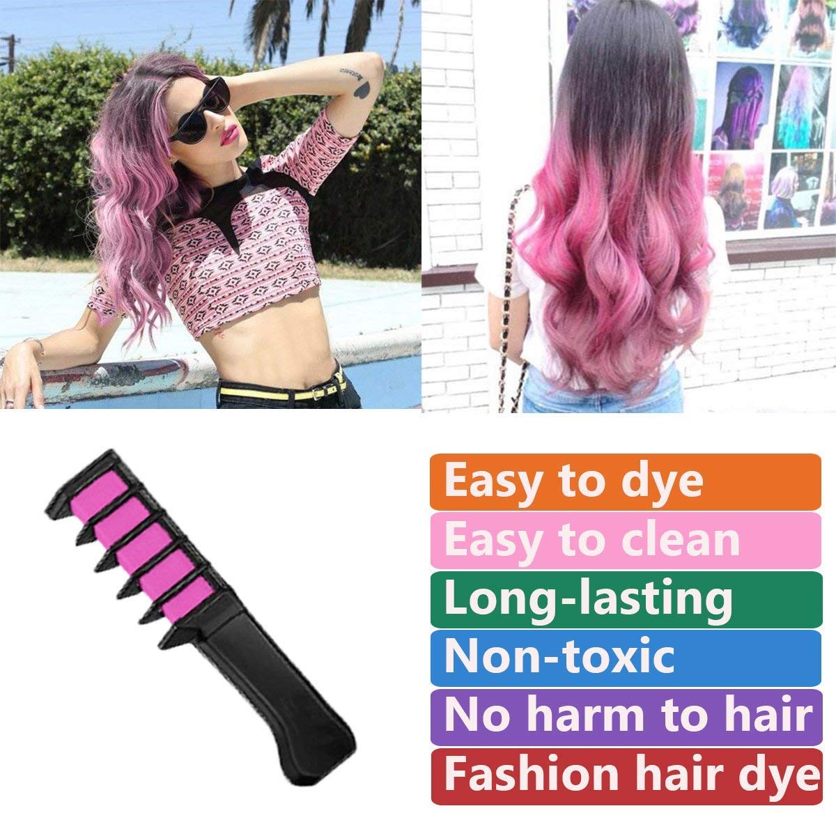 New Hair Chalk Comb for Kids – Washable Temporary Hair Color Dye for Girls Ages 4–12 | Fun DIY Cosplay, Party, Birthday & Holiday Gift