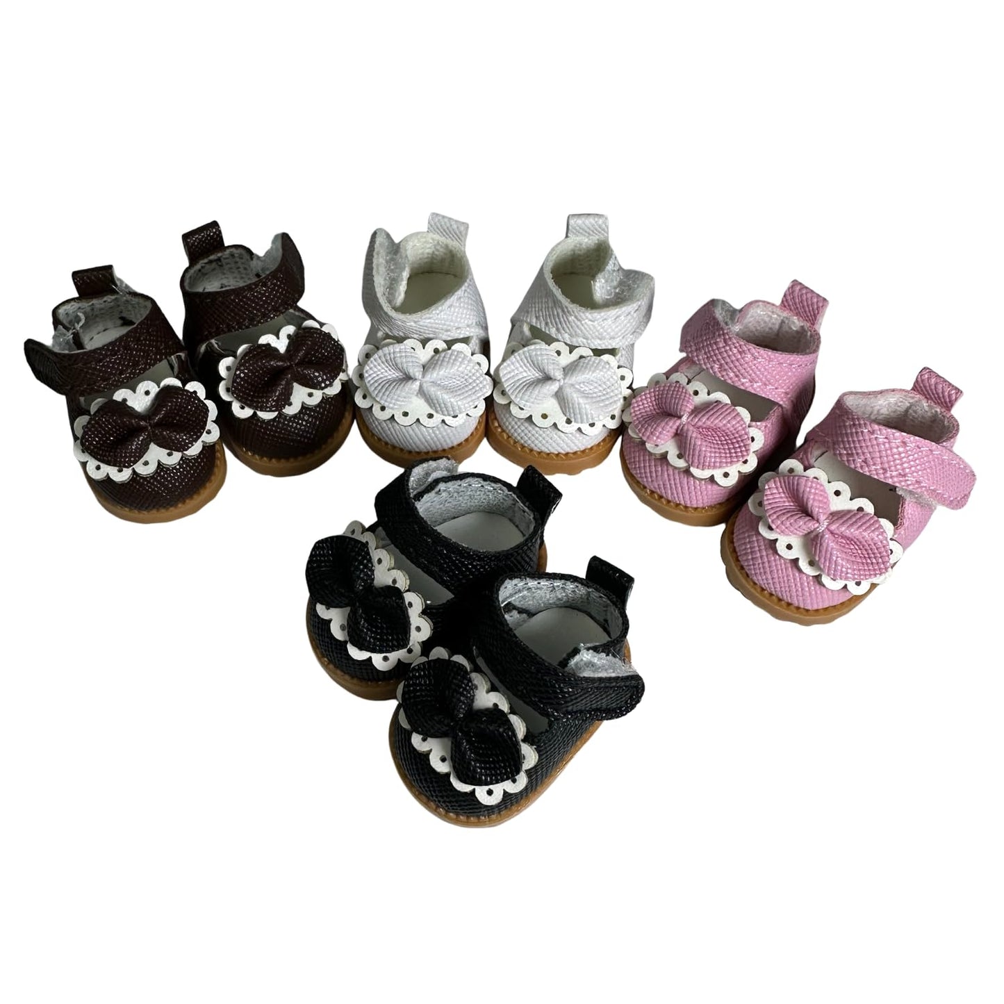 QIXINGWISE Mini Mary Jane Doll Shoes for 6.7" Dolls, PU Leather with Bow, Fits 15-17cm Dolls, Cute Outfit Accessory, 1 Pair Black