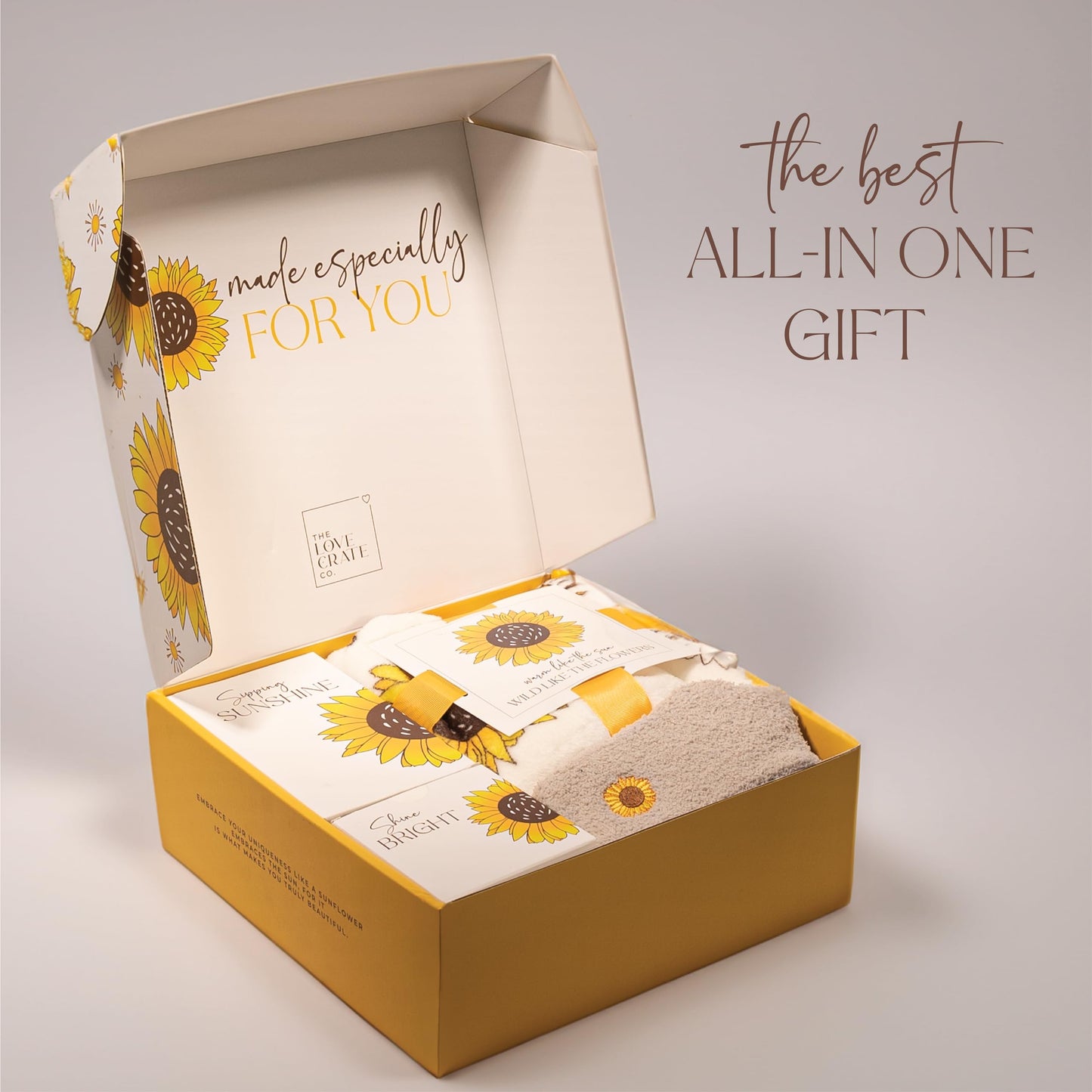 The Love Crate Co Gift Baskets for Women – Unique Birthday, Get Well, Sunflower & Thinking of You Care Packages for Friends