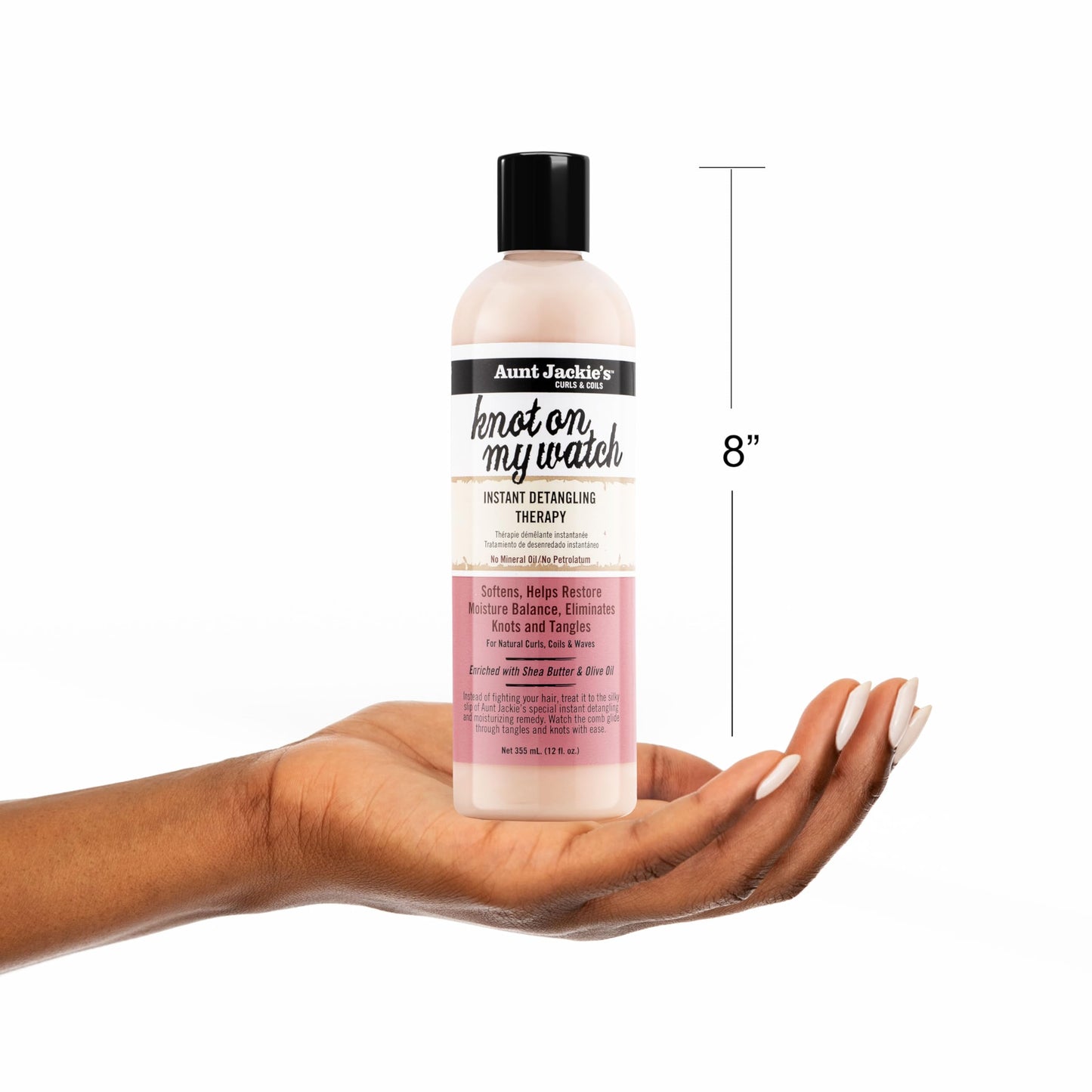 Aunt Jackie's Curls and Coils Knot On My Watch Instant Hair Detangling Therapy for Natural Curls, Coils and Waves, Enriched with Shea Butter, 12 oz