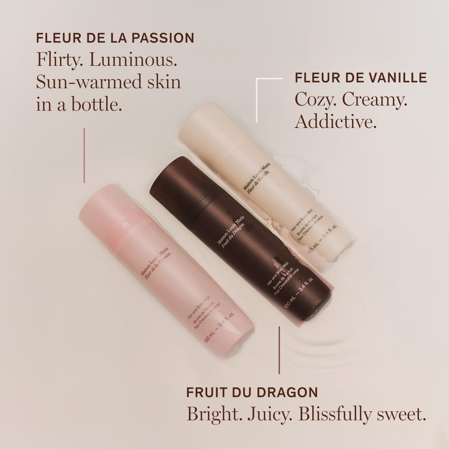 Maison Louis Marie - Fleur de Vanille Hair and Body Mist | Alcohol-Free, Hair Safe | Luxury Clean Beauty + Non-Toxic Fragrance (100mL | 3.4 fl oz)