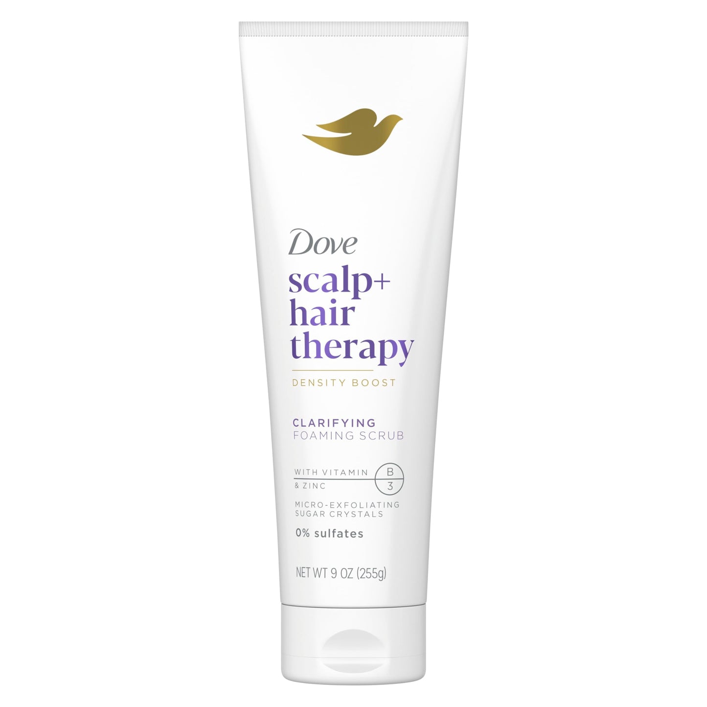 Dove Density Boost Clarifying Foaming Scrub Scalp + Hair Therapy for gentle scalp exfoliation, with Vitamin B3, Zinc and 0% sulfates, 9 oz