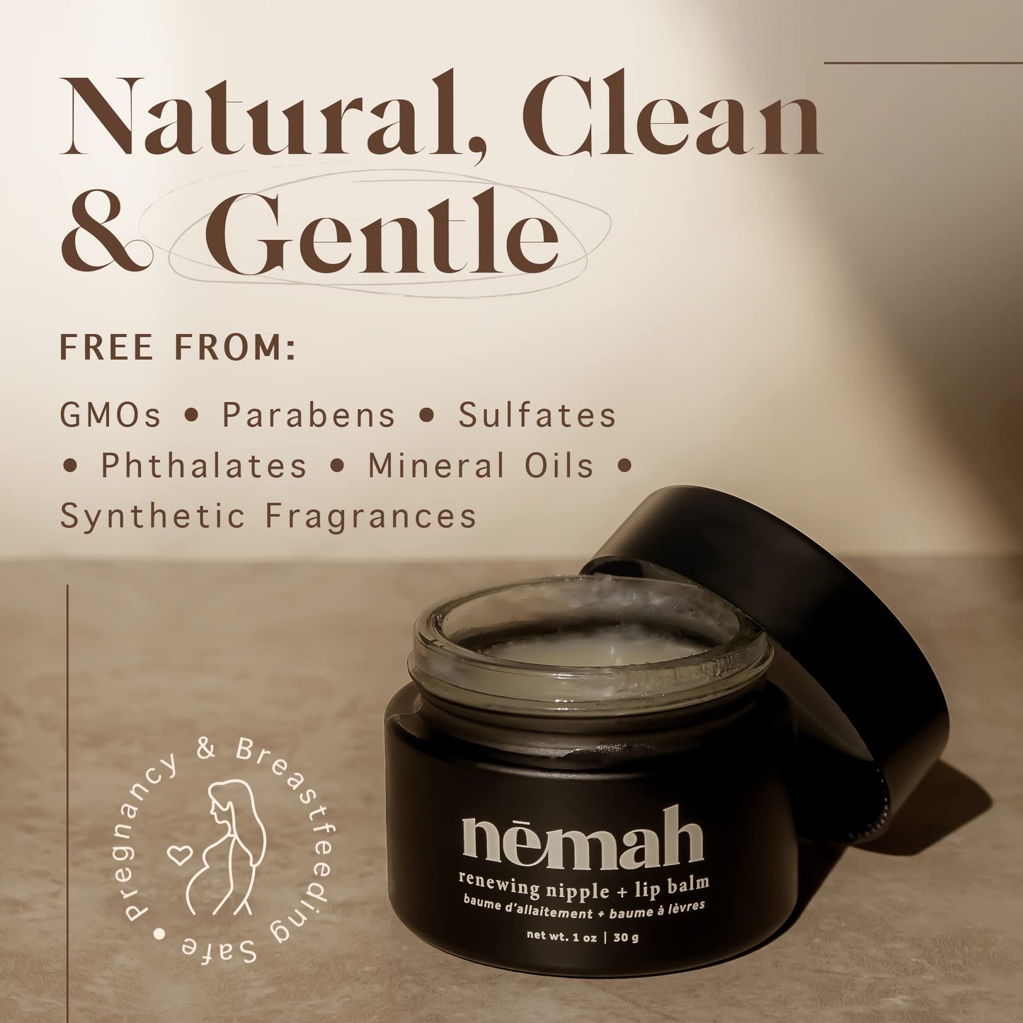 Nemah Organic Nipple Balm – 2-in-1 Nursing Cream & Lip Balm, Safe for Breastfeeding, Non-Greasy, Vegan & Cruelty-Free, 1 oz