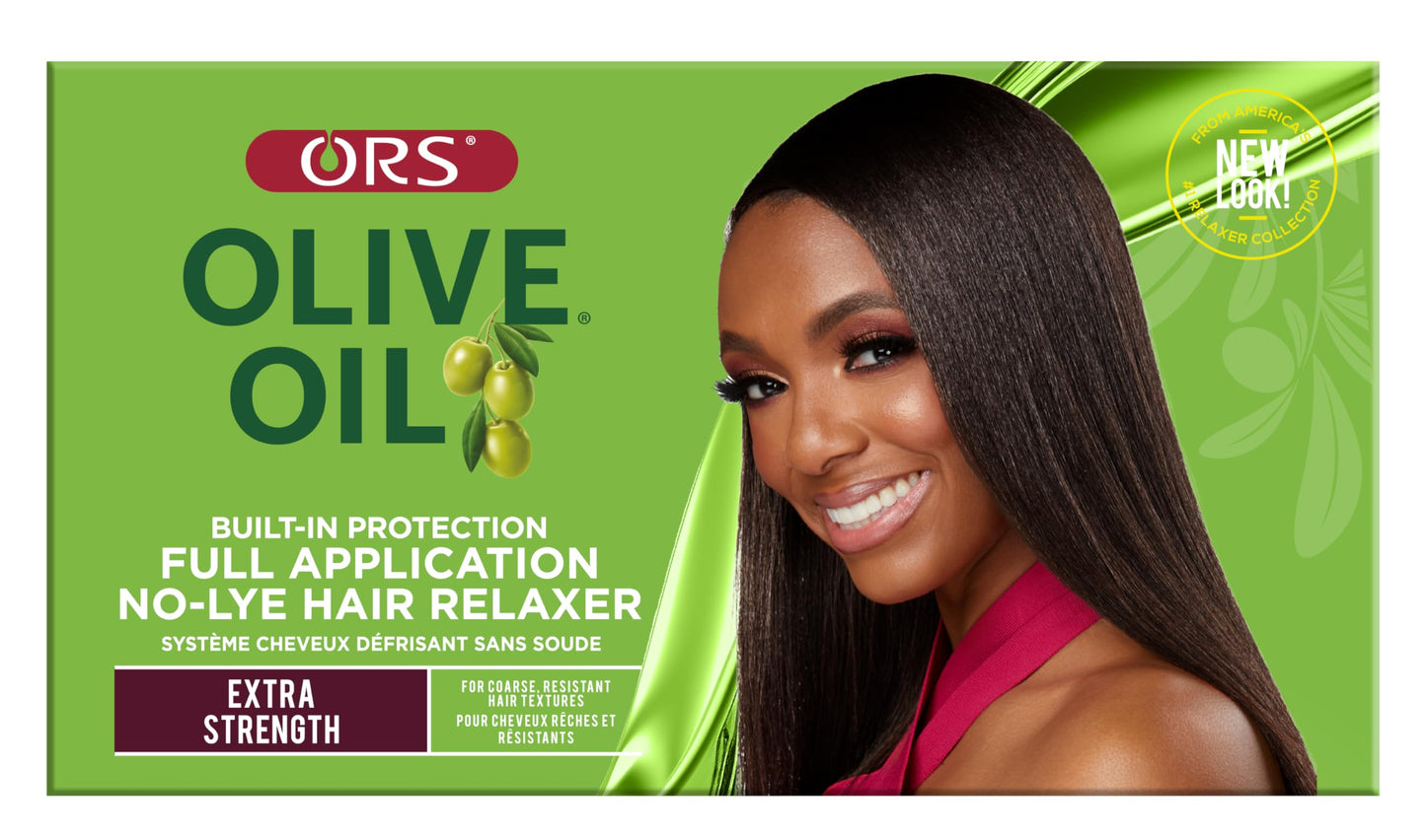 ORS Olive Oil Built-In Protection Full Application No-Lye Hair Relaxer Extra Strength (Pack of 4)