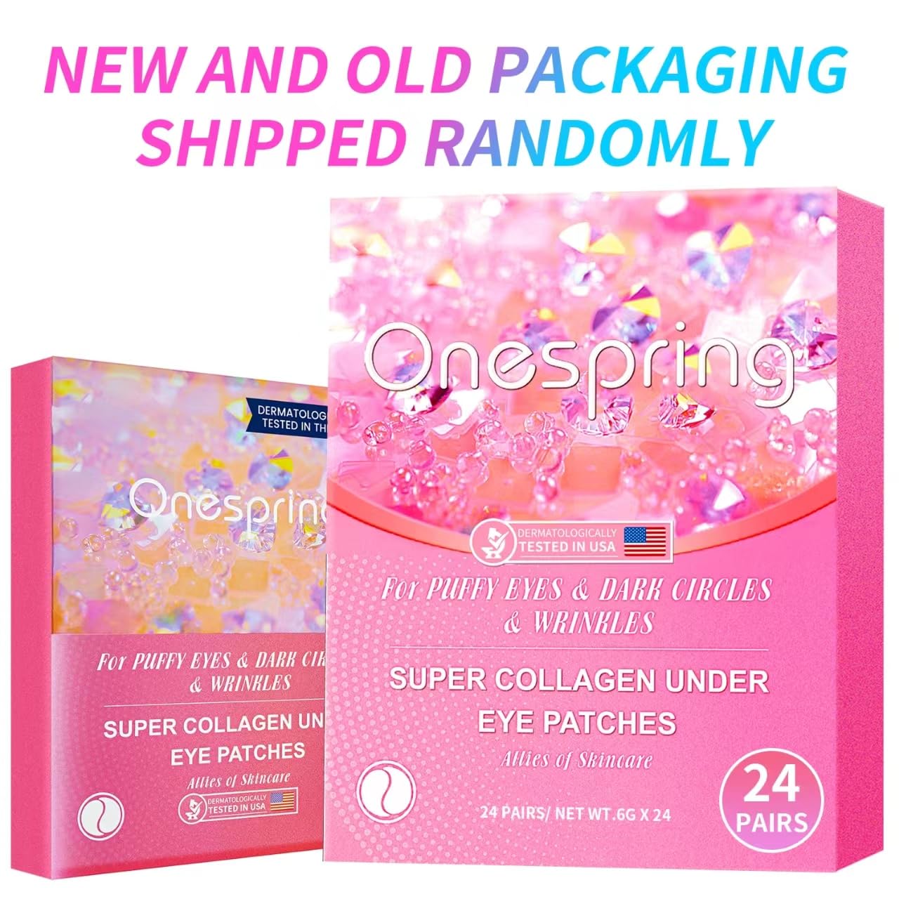 Onespring Under Eye Patches (24 Pairs) – Gel Pads for Wrinkles, Puffiness, Dark Circles & Eye Bags, Collagen Eye Mask for Refreshing Eyes