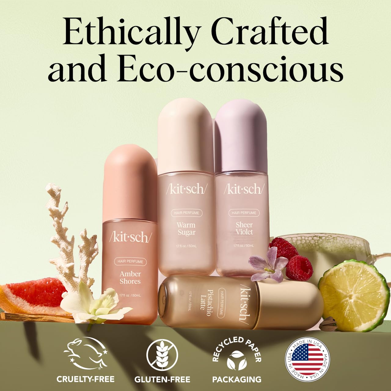 Kitsch Hair Perfume for Women – Pistachio Latte | Clean Deodorizing Hair & Body Mist with Odor-Eliminating Tech | Coconut & Coffee Scent, 50mL