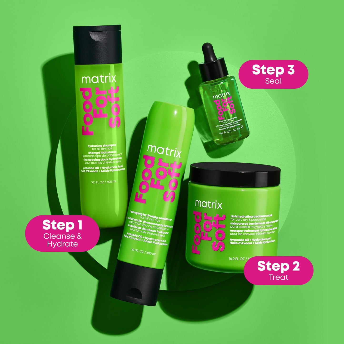 MATRIX Food For Soft Hair Serum Oil For Dry, Brittle and All Hair Types - Softens, Smooths and Adds Shine With Heat Protection, Repairing Leave In With Avocado Oil, 1.7 Fl Oz