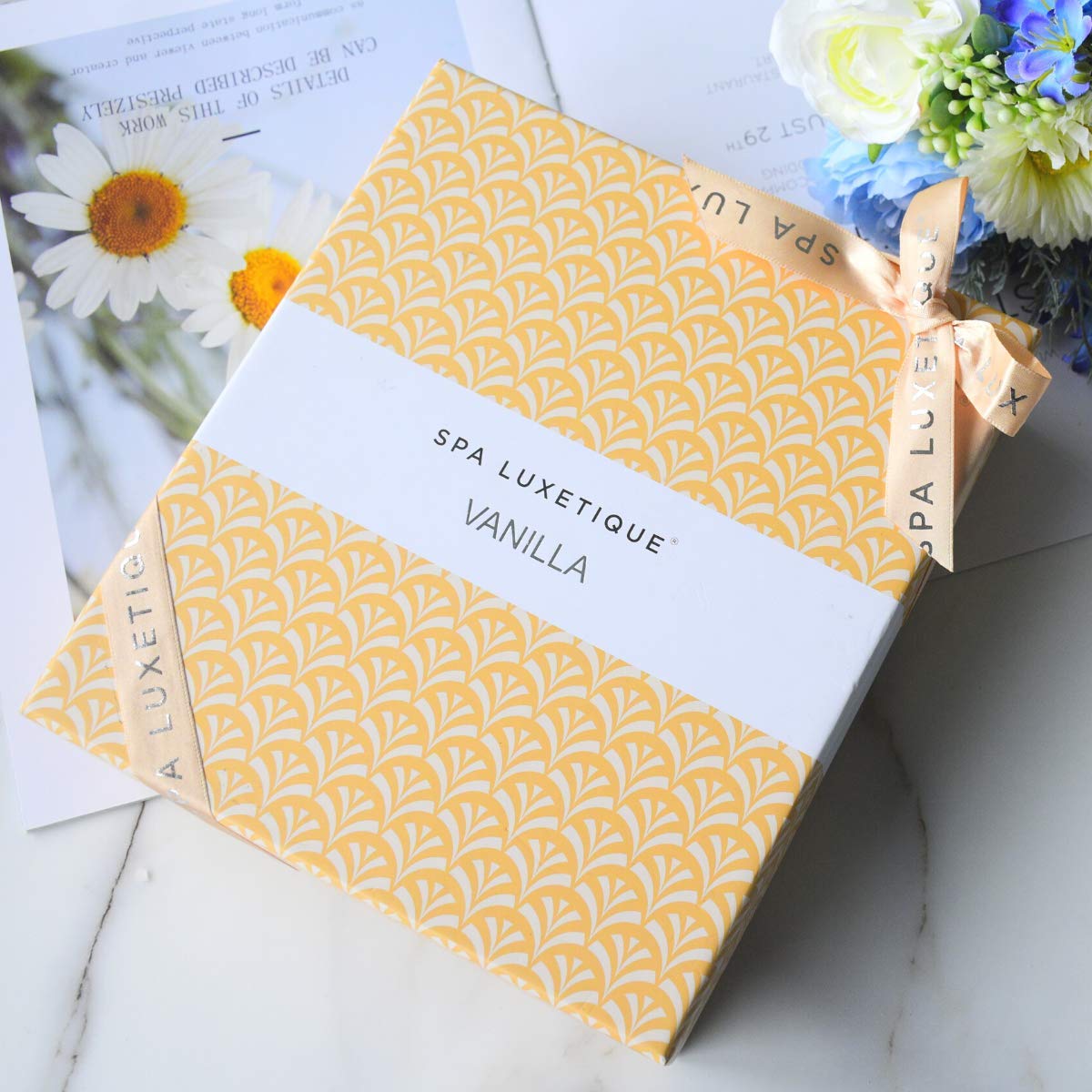 Spa Luxetique Vanilla Bath Gift Set for Women – 6pc Spa Set with Shower Gel, Bubble Bath, Lotion & Hand Cream, Relaxing Christmas Gift