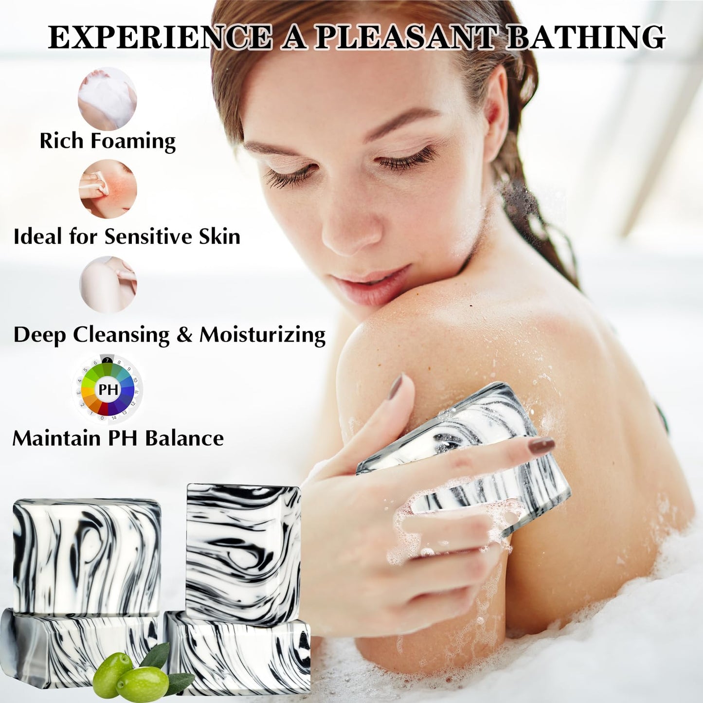 Umpeimvon 5-Pack Handmade Castile Soap Bars – Organic Olive & Coconut Oil, Cold Process, Natural Moisturizing Soap for Men & Women, 3.53 oz