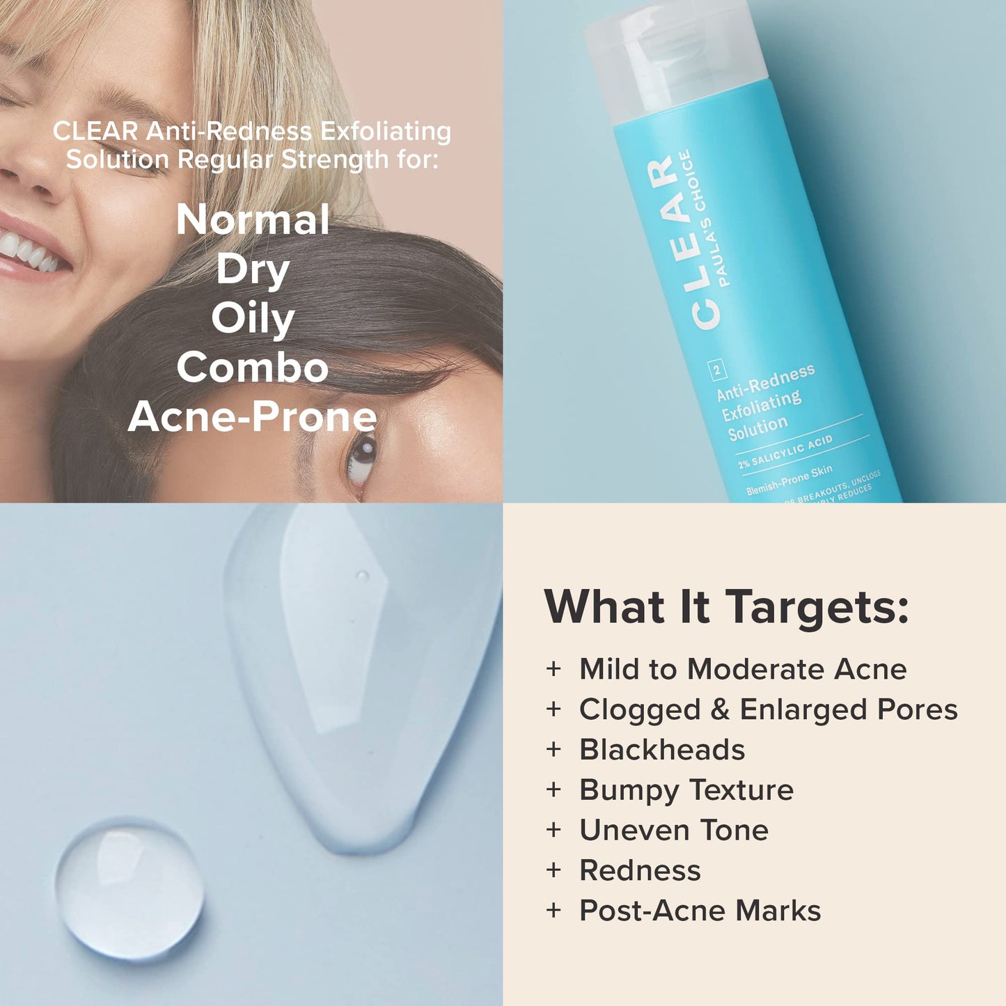 Paula's Choice CLEAR Anti-Redness Exfoliating Solution, 2% Salicylic Acid for Acne, Blackheads & Clogged Pores, Fragrance-Free 4oz