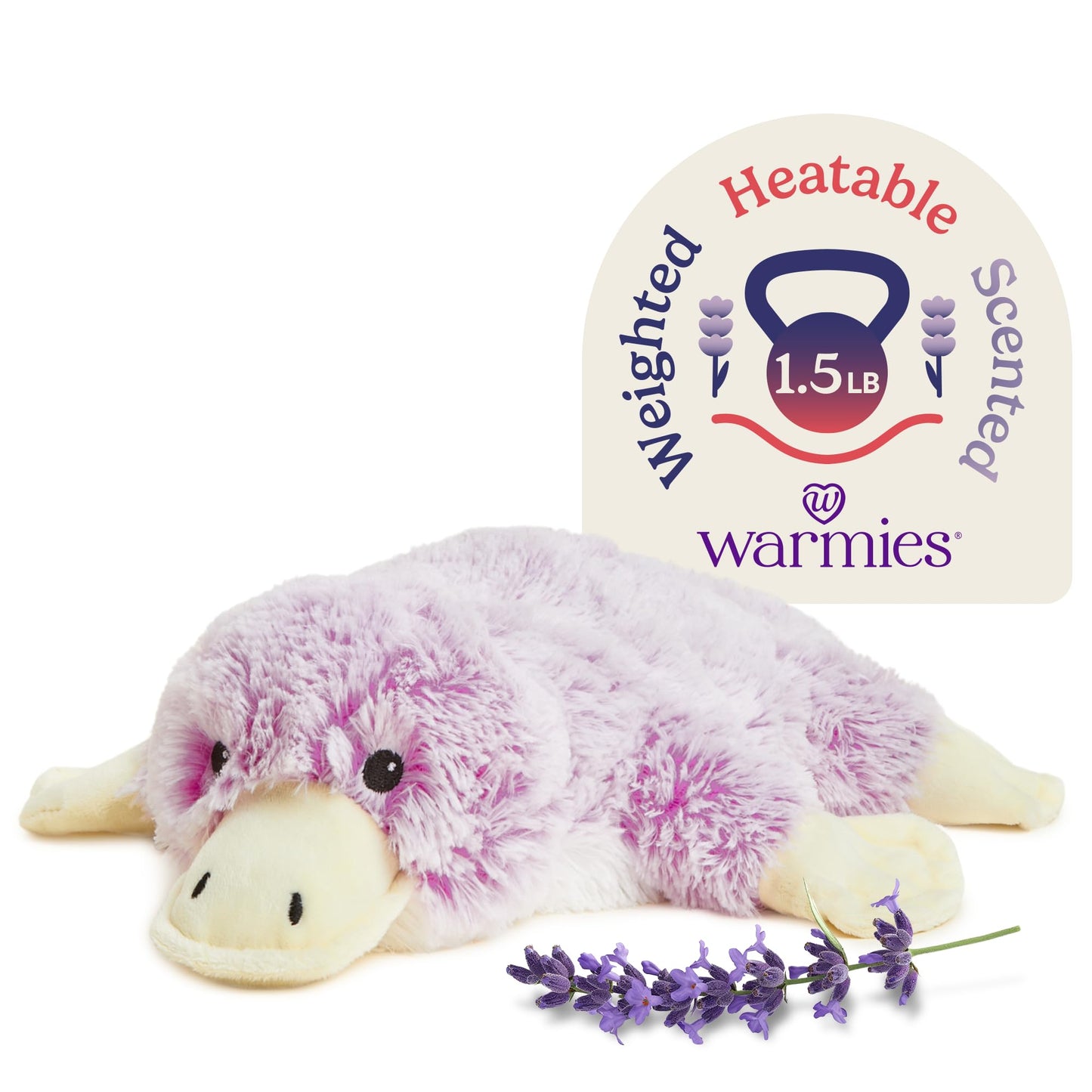 Warmies Microwavable Weighted Platypus Plush - Heated Stuffed Animal for Warmth, Comfort & Stress Relief - Soft Toy for Kids & Adults
