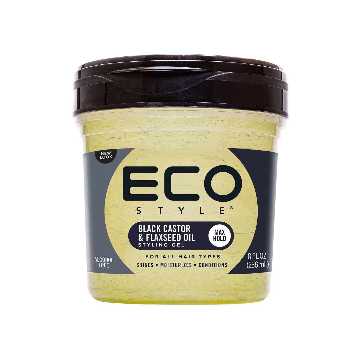 Eco Style Black Castor & Flaxseed Oil Styling Gel | Nourish & Repair Damaged Hair | Healthy Scalp | Weightless Hold & Lasting Shine | 8 oz