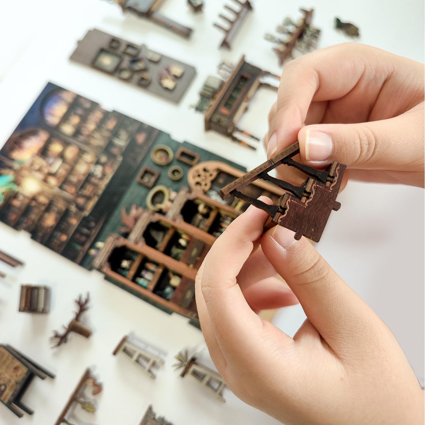 Magic Store Book Nook Kit – DIY Miniature Dollhouse Bookshelf Insert with LED Light, Creative Craft Gift for Adults & Teens to Build