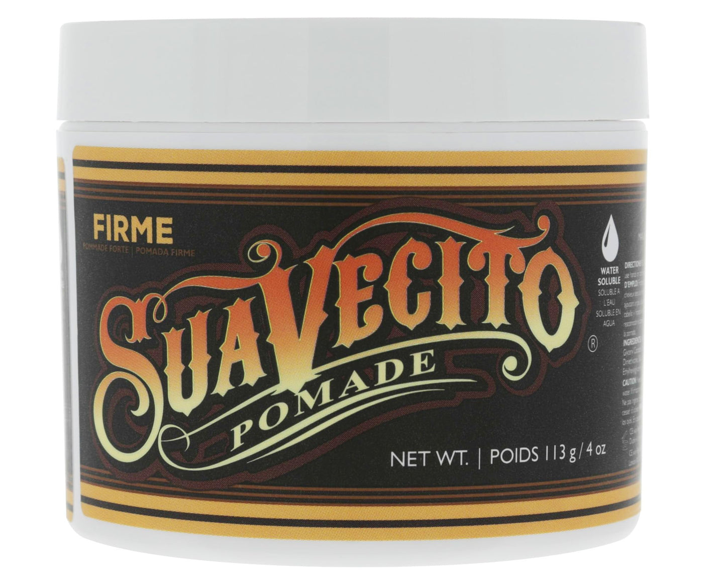 Suavecito Pomade Firme (Strong) Hold 4 oz, 1 Pack - Pomade For Men - Medium Shine Water Based Wax Like Flake Free Hair Gel - Easy To Wash Out - All Day Hold For All Hair Styles