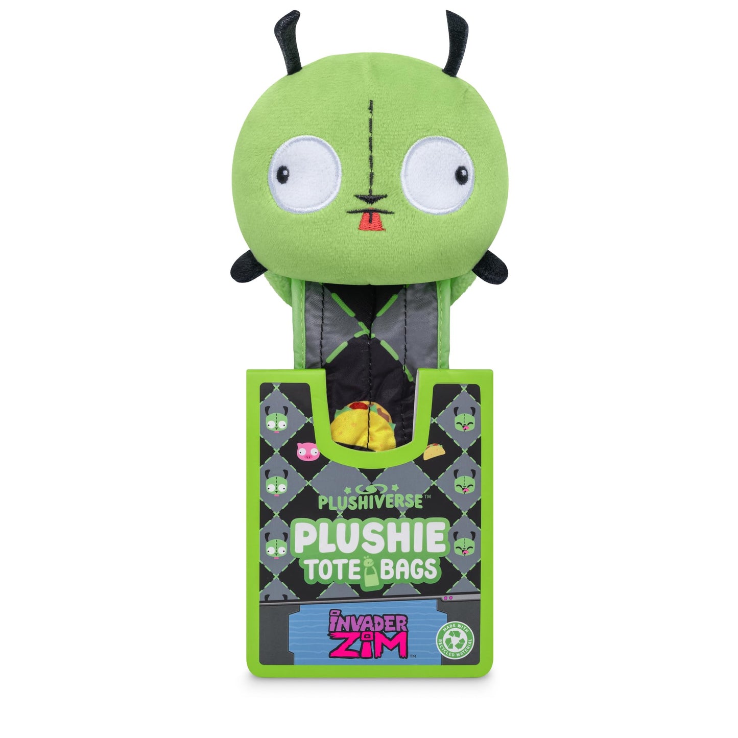 TeeTurtle Invader Zim Gir Plushie Tote Bag - Cute Novelty Foldable Shoulder Bag