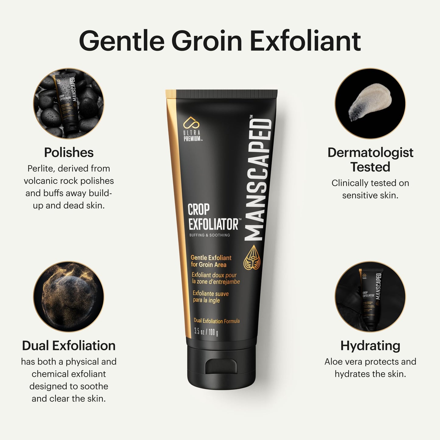 MANSCAPED® Crop Exfoliator® Gentle Groin Exfoliant Scrub to Soothe and Clear the Skin, Vegan, Cruelty-Free (3.5 oz)
