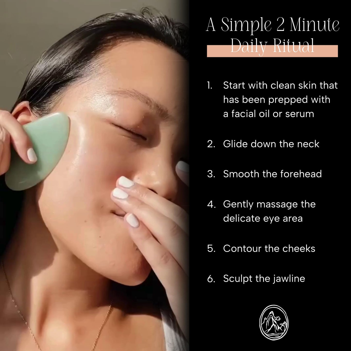 Mount Lai Jade Gua Sha Facial Tool – 100% Genuine Jade for Face Sculpting, Lymphatic Drainage, Puffiness Reduction & Radiance