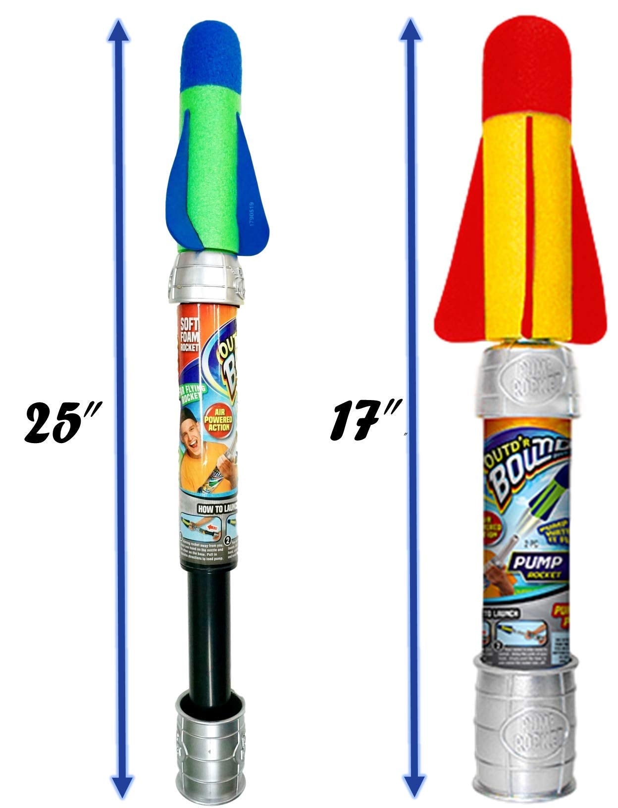 JA-RU Large Handheld Foam Rocket Launcher for Kids – Air-Powered Outdoor Toy, Party Favor & Birthday Gift (1-Pack, Model 673-1A)