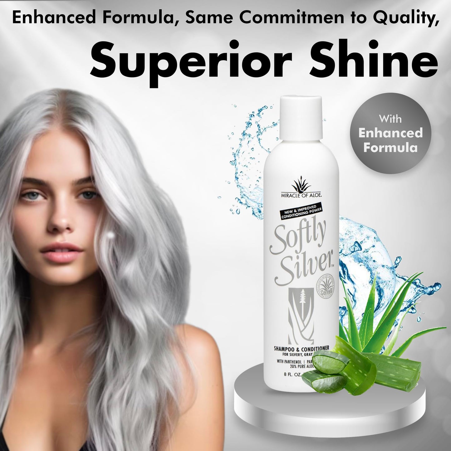 Softly Silver 2-in-1 Purple Shampoo for Gray Hair | Restorative Conditioning Wash with Panthenol & 20% Pure UltraAloe | Adds Luster & Body