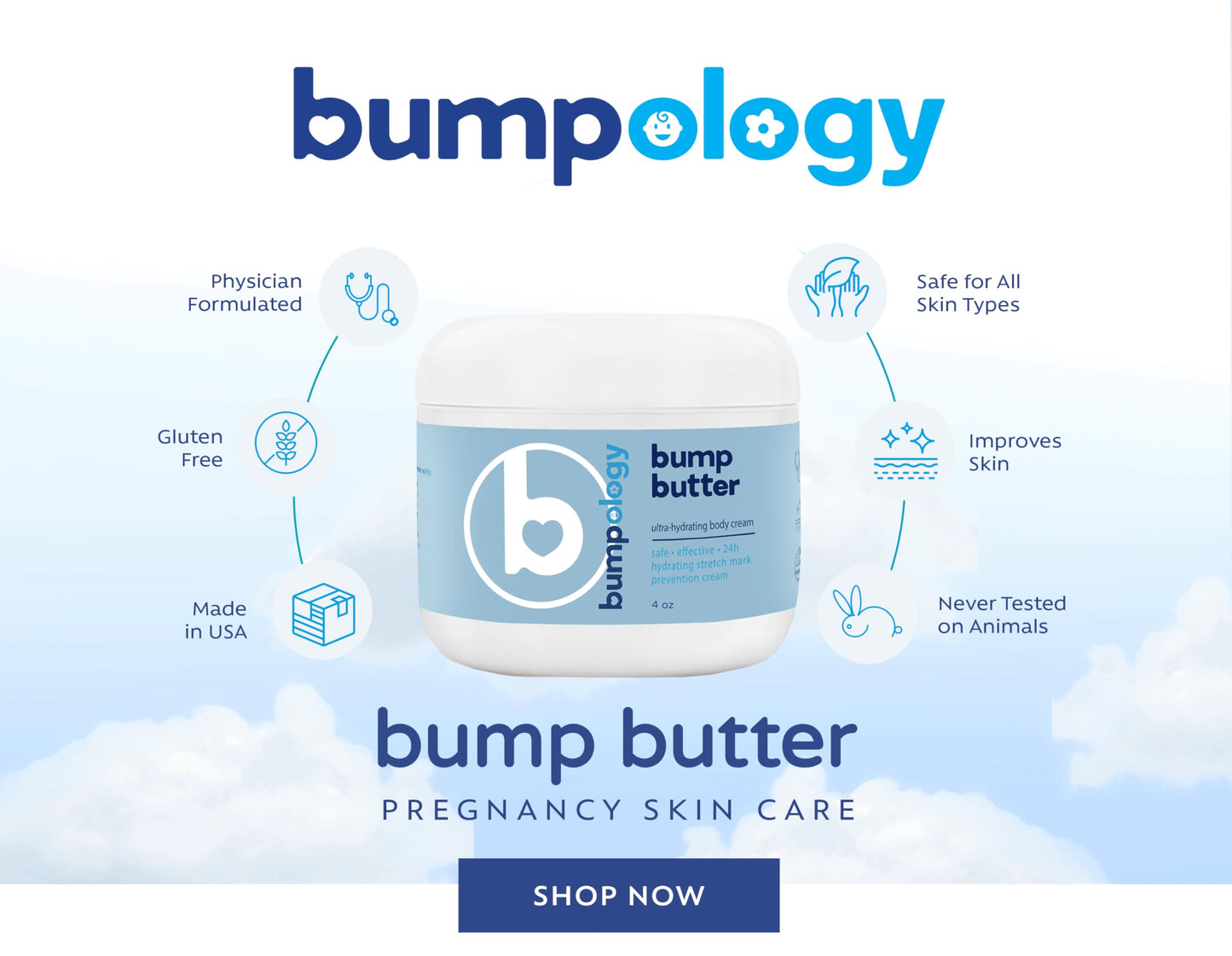 Bumpology Bump Butter Stretch Mark Cream – 2-in-1 Moisturizing Butters & Oils, Physician Formulated, Pregnancy Safe Hydrating Lotion, Made in USA