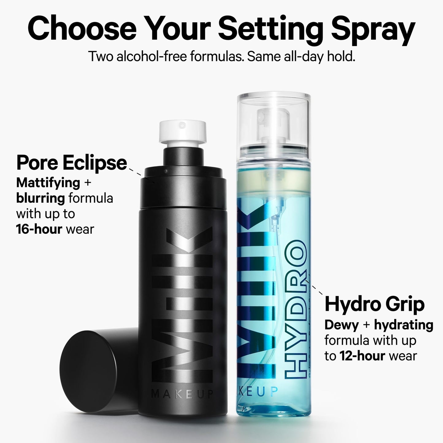 Milk Makeup Hydro Grip Set with Refresh Spray – Long-Lasting, Hydrating, Alcohol-Free Mist & Makeup Setter, 3.38 oz