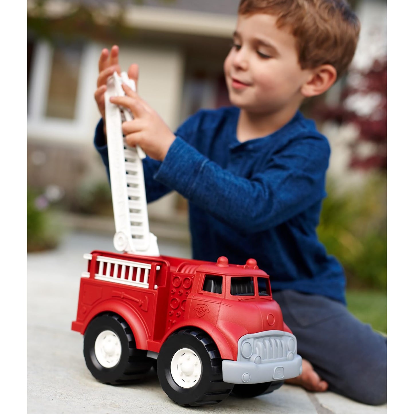 Green Toys Fire Truck - BPA , Phthalates Free Imaginative Play Toy for Improving Fine , Gross Motor Skills. for Kids,Red