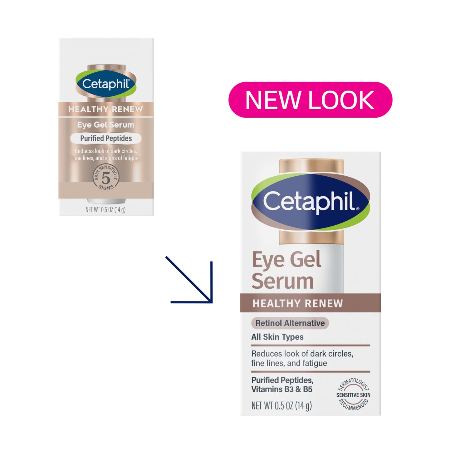Cetaphil Healthy Renew Eye Gel Serum 0.5oz – 24Hr Hydrating Anti-Aging Cream, Reduces Dark Circles & Wrinkles, Retinol Alternative