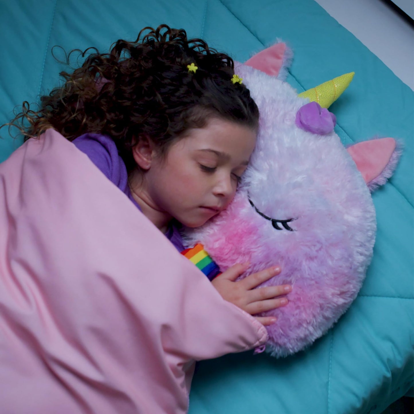 Happy Nappers: Pillow & Sleepy Sack: Medium - Rainbow Unicorn - 54 x 20, Plush Animal Character, 2-in-1 Pillow Sleeping Bag, Play, Kids Ages 3+