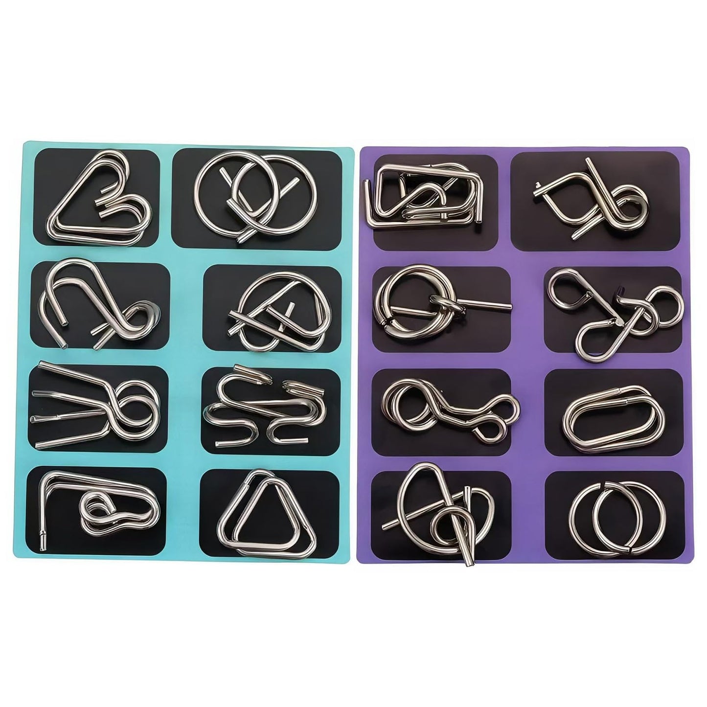 Metal Brain Teaser Puzzles – Set of 32 Steel IQ & Physics Mind Games with Pouch, Challenging Gifts & Stocking Stuffers for Kids & Adults