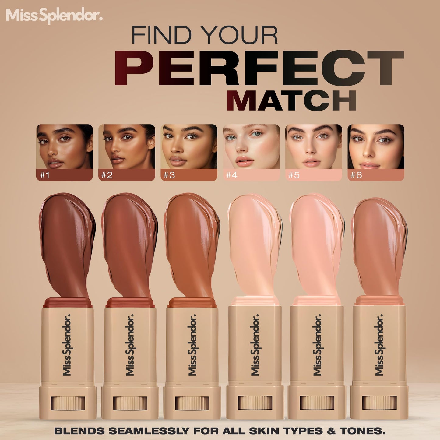 Miss Splendor Beauty Balm Skin Tint Stick 2 Pack – Shade 2, Serum-Infused, Sheer-to-Light Buildable Coverage, Hybrid Foundation & Skincare