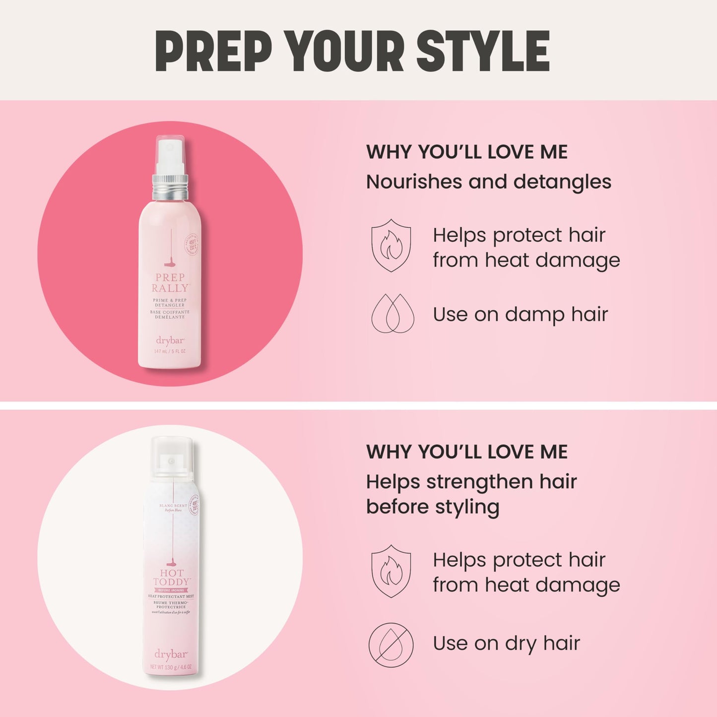 Drybar Prep Rally Prime & Prep Detangler Noir Scent – Full Size | Nourishes, Protects & Detangles Hair | Soft, Manageable, Cruelty-Free Formula