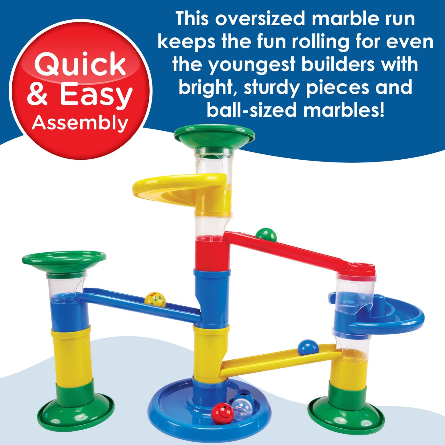MindWare Junior Marble Run – My First Marble Run Set for Toddlers, Oversized Track Pieces & 5 Giant Marbles, Ages 12+